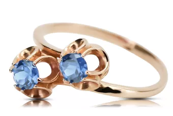 Originální vinobraní 14k produkt s růžovým zlatým akvamarínovým kroužkem vinobraní šperky Vrc266